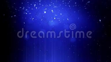 装饰的3d雪花在蓝色<strong>背景</strong>上的夜晚漂浮在空中。 用作圣诞动画、<strong>新年贺卡</strong>或